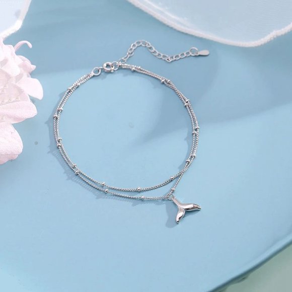*NEW 925 Sterling Silver Fish Tail Ankle Bracelet - Picture 10 of 11